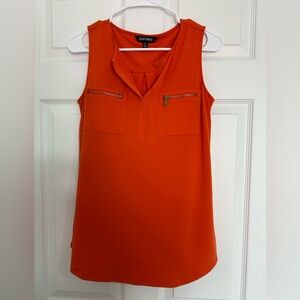 Ellen Tracy Vibrant Orange Sleeveless Blouse